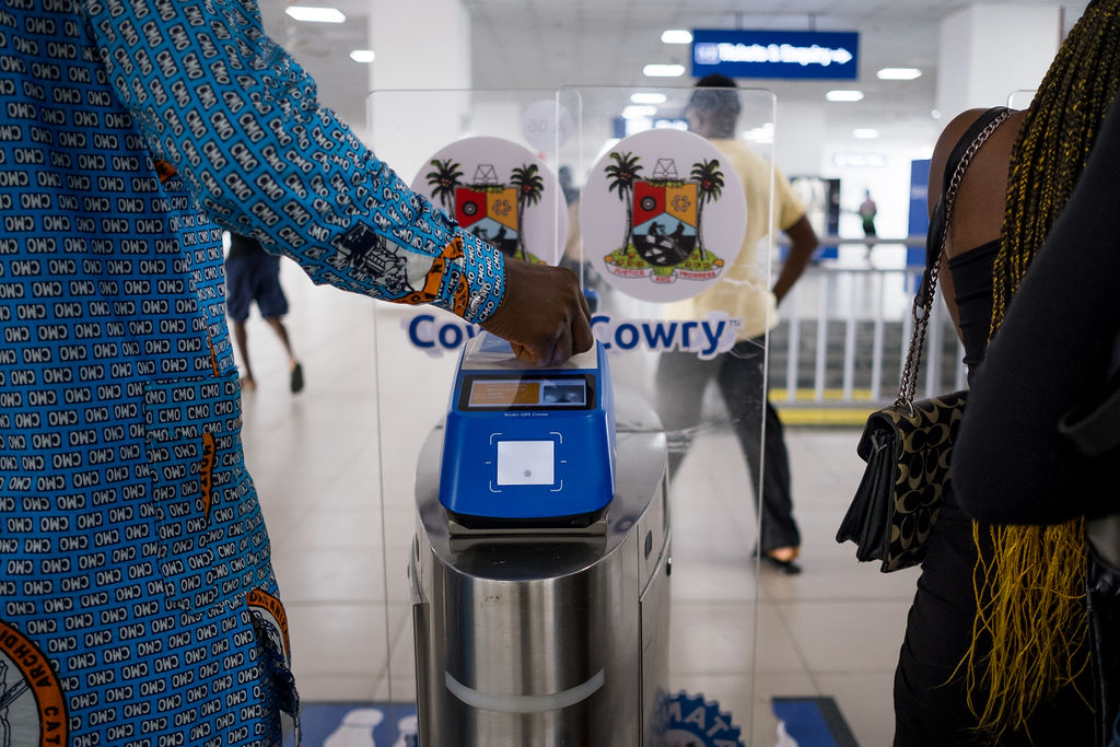 A man tapping into the Lagos metro.